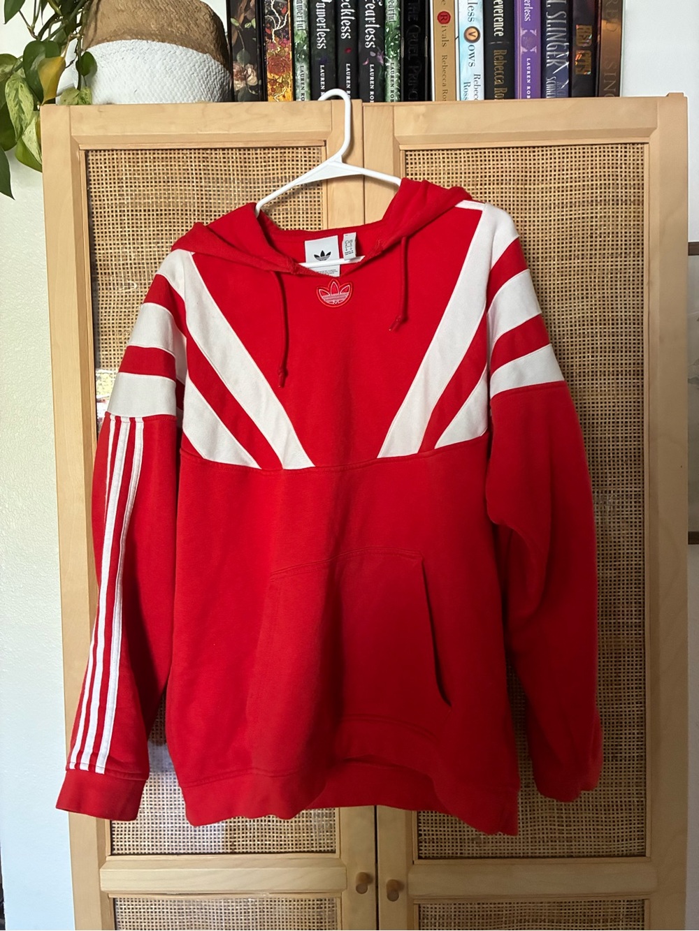 adidas Red and White Hoodie Sweatshirt